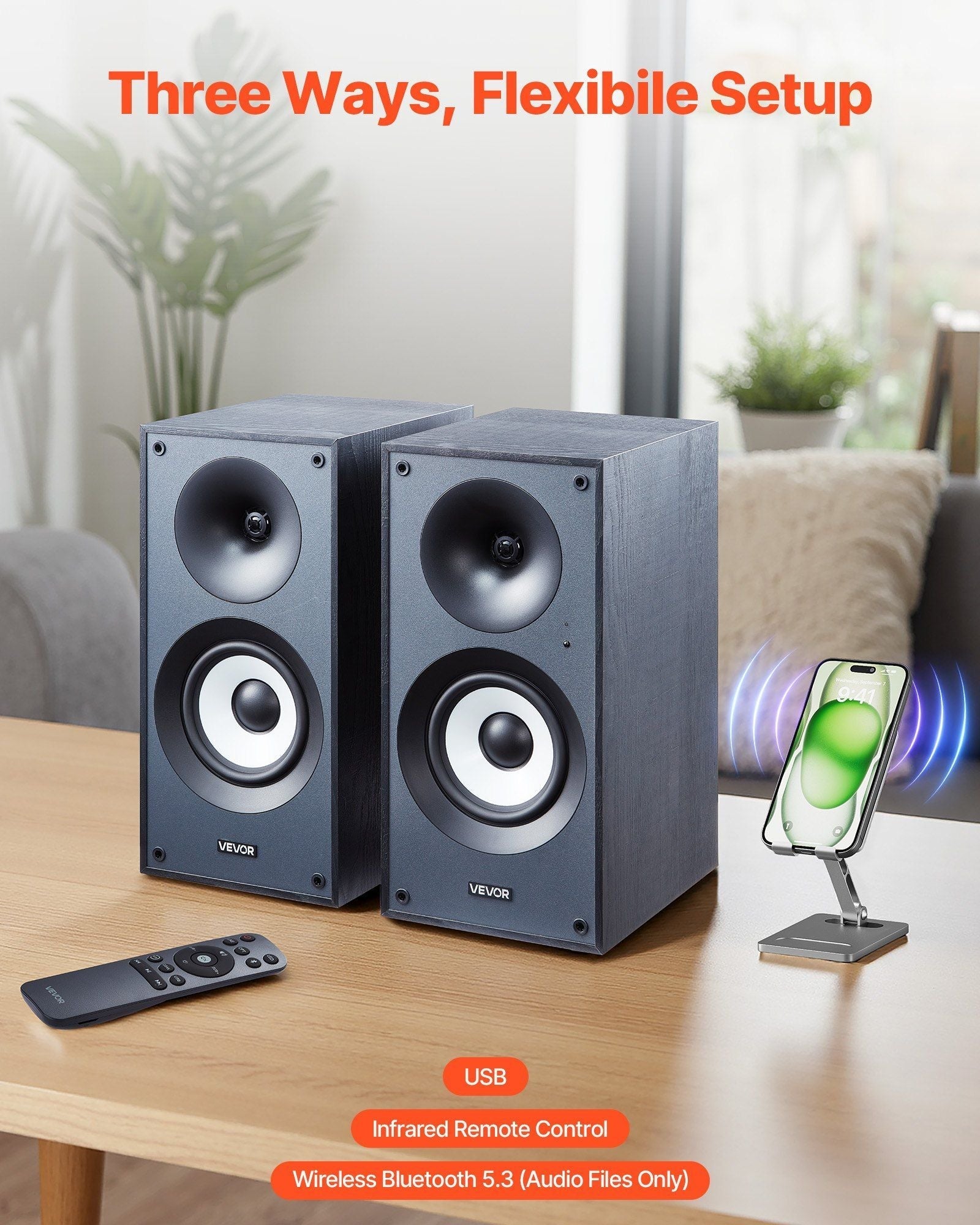 Active Powered Bookshelf Studio Monitor Speakers 25W x2 Bluetooth Coaxial Stereo