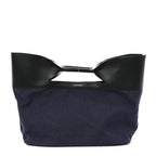 Calfskin Denim Large The Bow Bag Blue Black