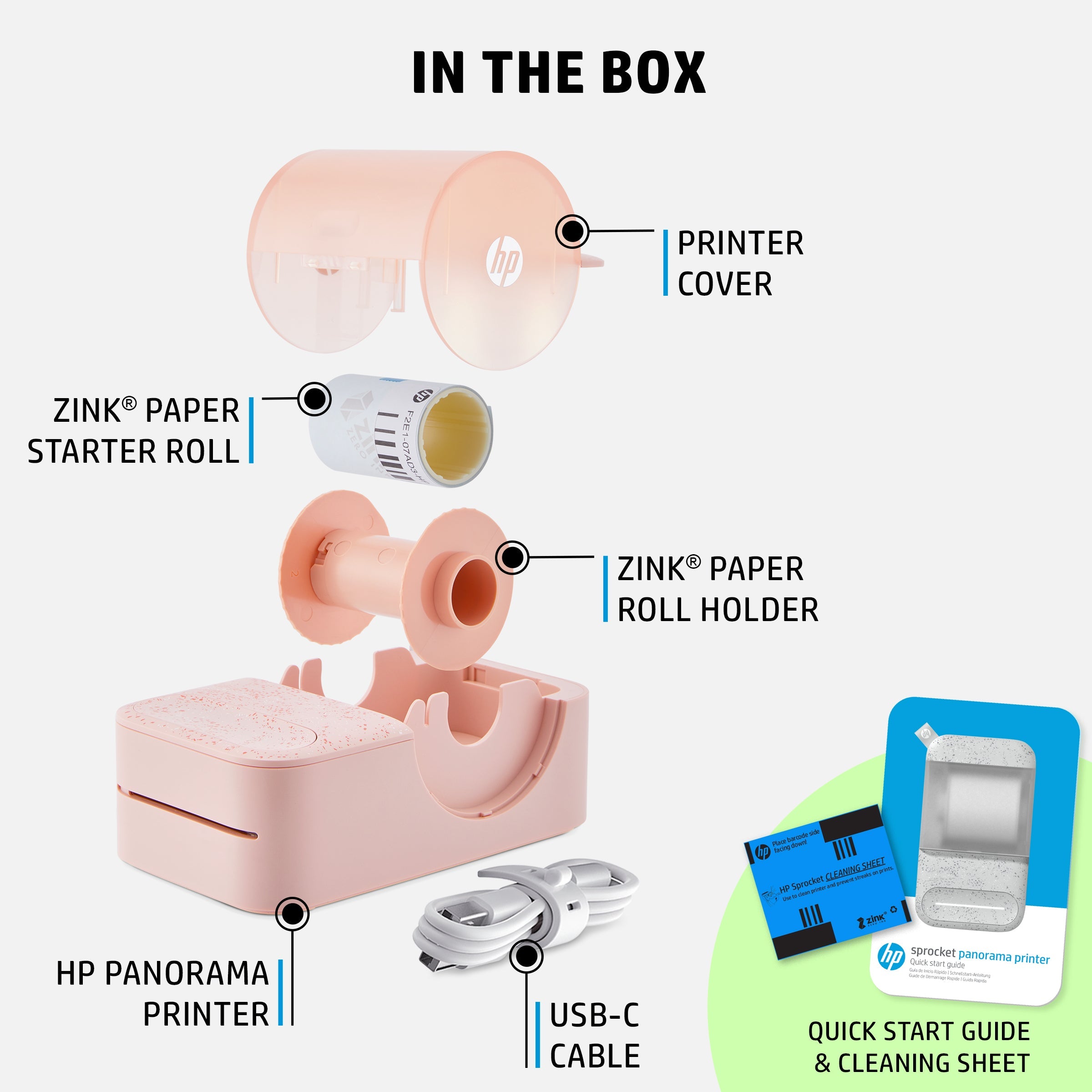 HP Sprocket Panorama Instant Label Printer & Photo Printer 2” x .5”- 9”