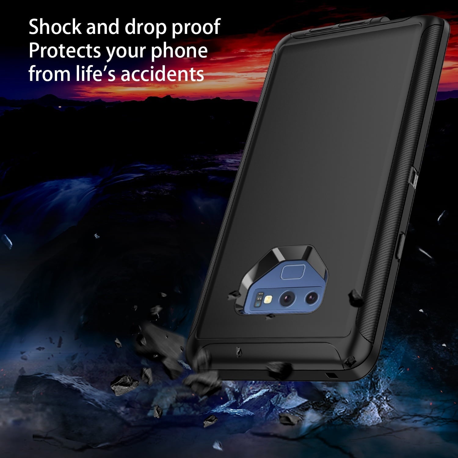 Entronix Bundle Compatible with Galaxy Note 9 - Heavy Duty Case & 2 Clear Screen Protectors