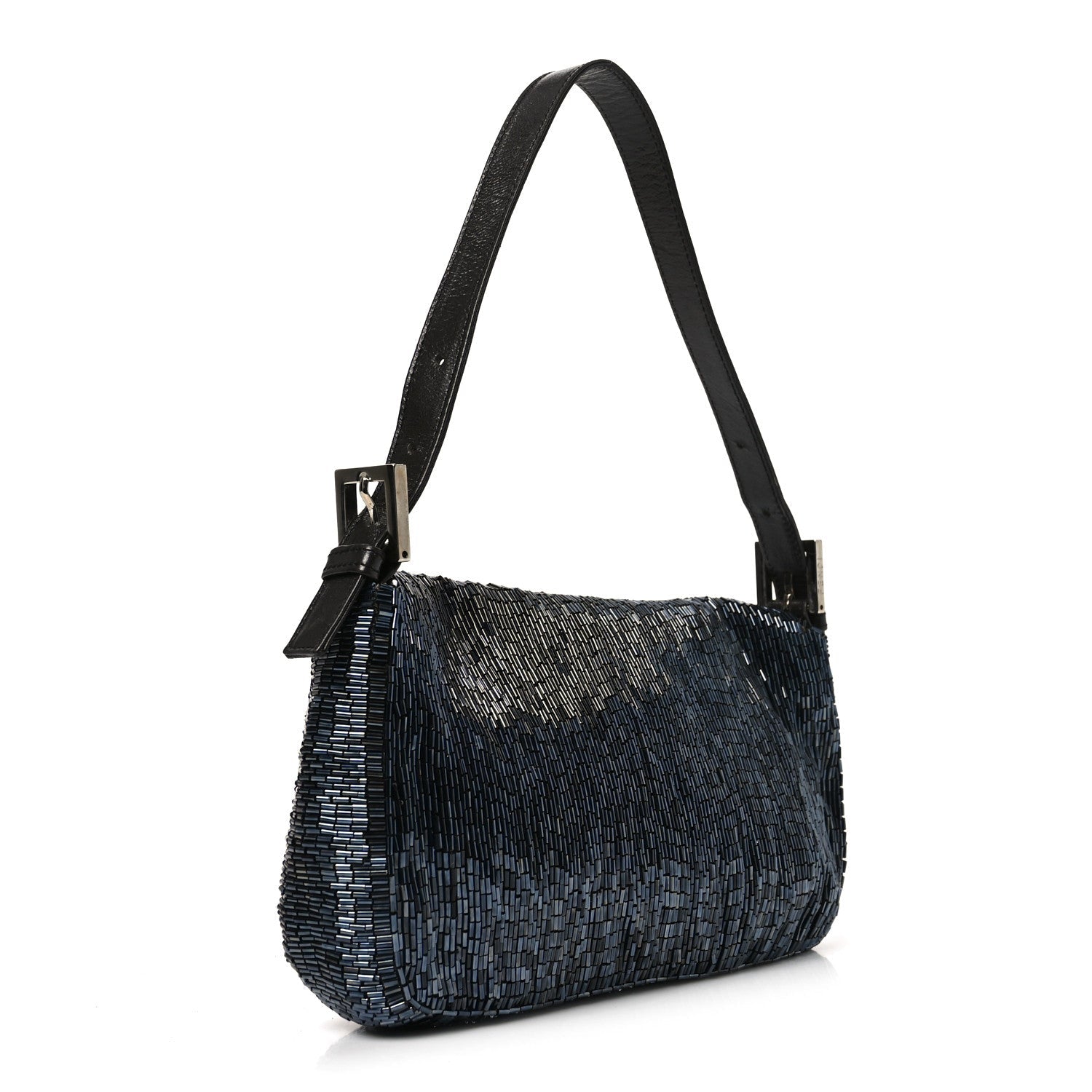 Satin Beaded Baguette Blue Brown