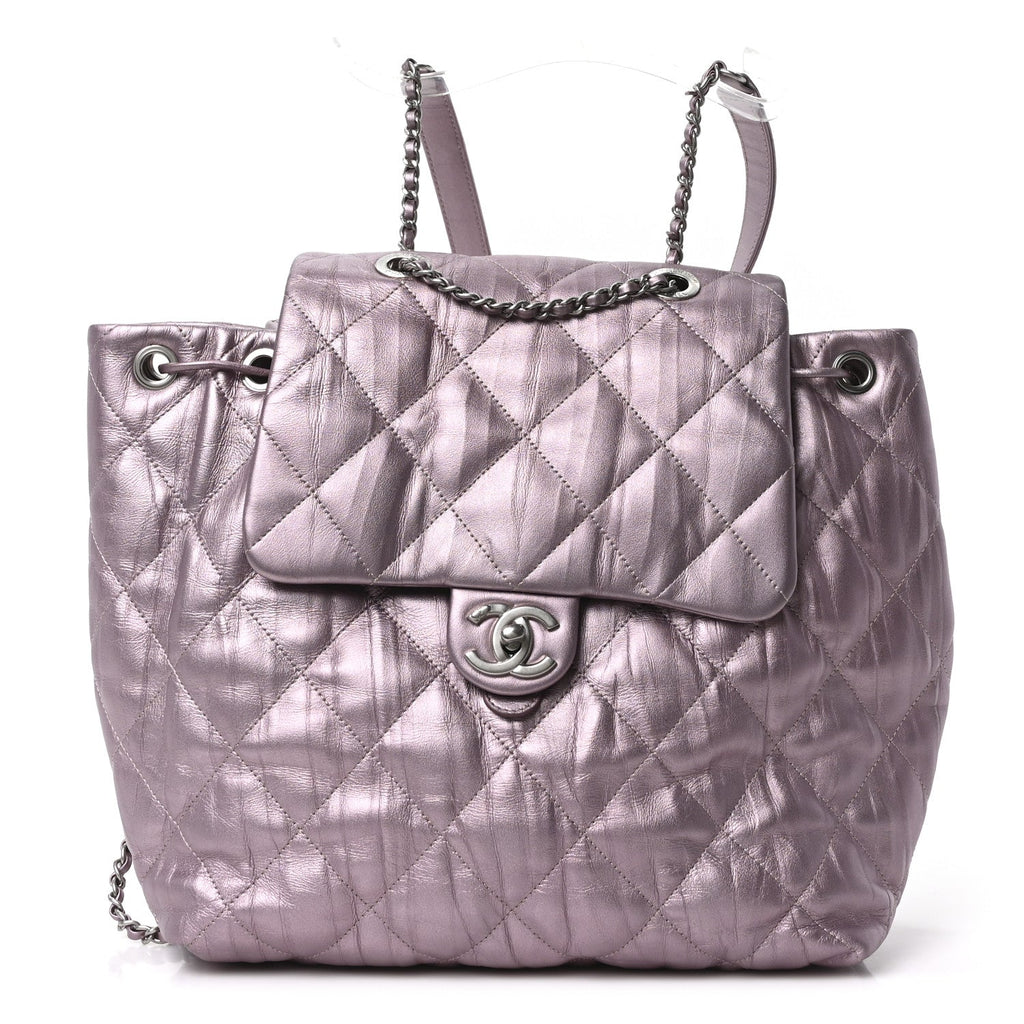 Iridescent Calfskin Quilted Ground Control Backpack Pink