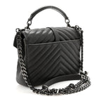 Sheepskin Matelasse Chevron Monogram Medium College Bag Asphalt