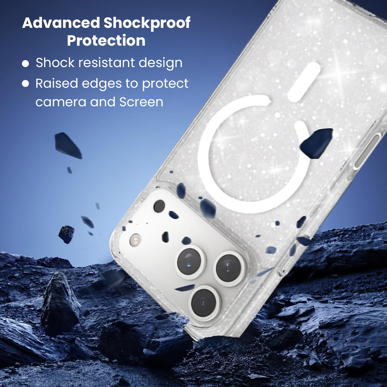 Entronix Bundle Compatible with iPhone 17 Pro - [Magnetic] Glitter Clear Case & 2 Clear Screen Protectors