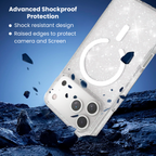 Entronix [Magnetic] Case Compatible with iPhone 17 Pro Max - [Hard Back] Glitter Clear