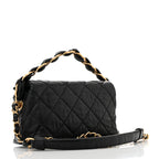 Crumpled Lambskin Quilted Small CC Links Shoulder Bag Black
