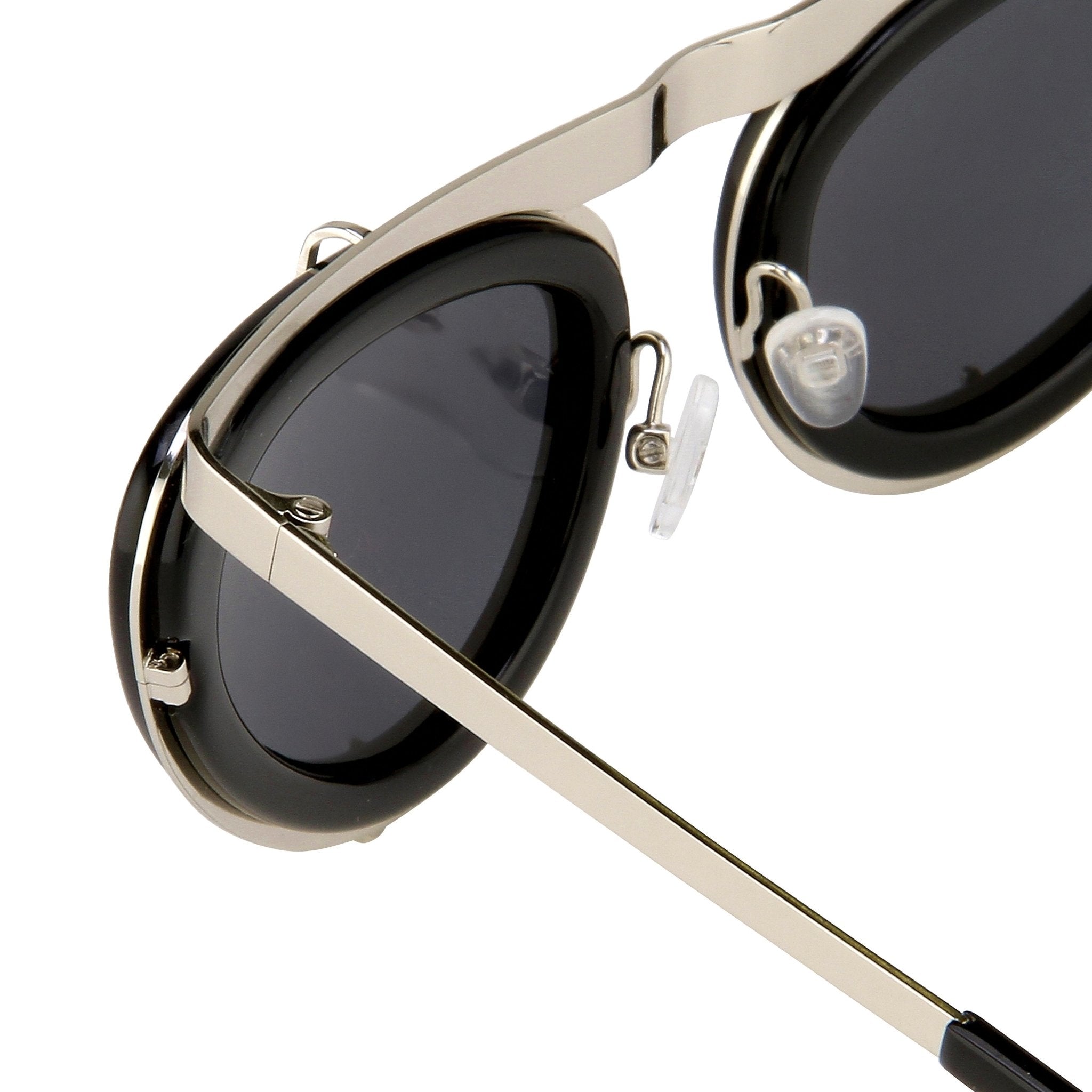 Erdem Sunglasses Cat Eye Black Shiny Silver and Grey