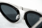 Erdem Sunglasses Cat Eye Black Shiny Silver and Grey