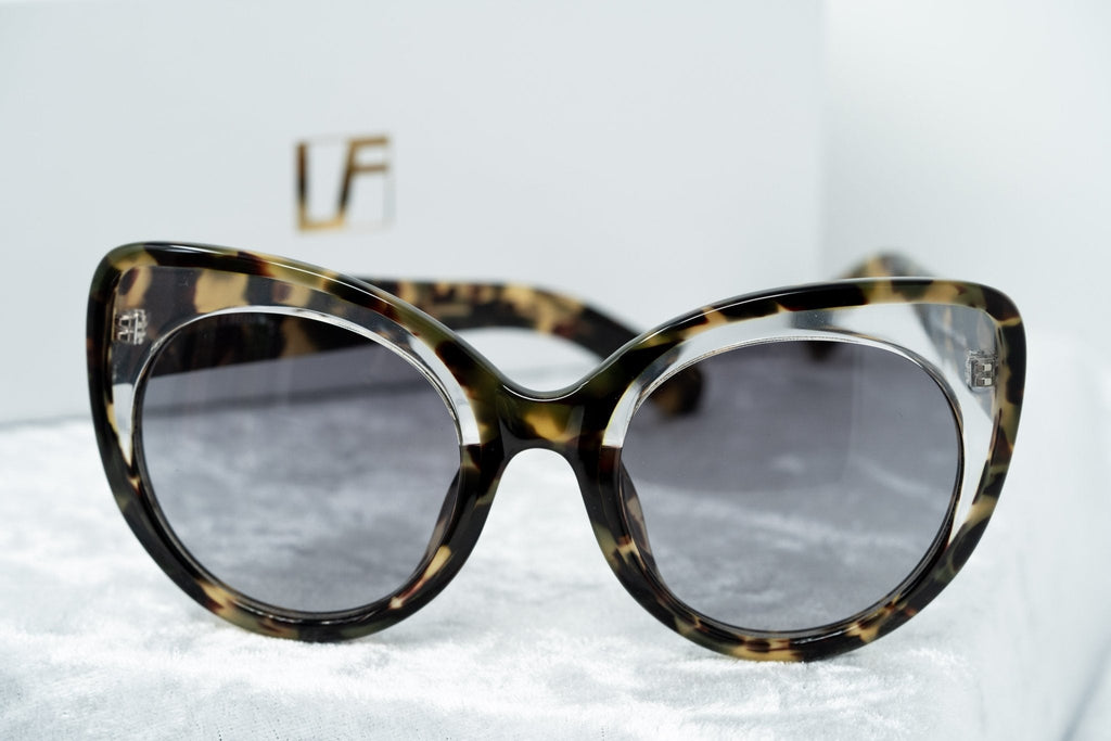 Erdem Ladies Sunglasses Cat Eye Clear Tortoise Shell and Grey