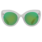 Erdem Sunglasses Cat Eye Ivory and Green/Blue