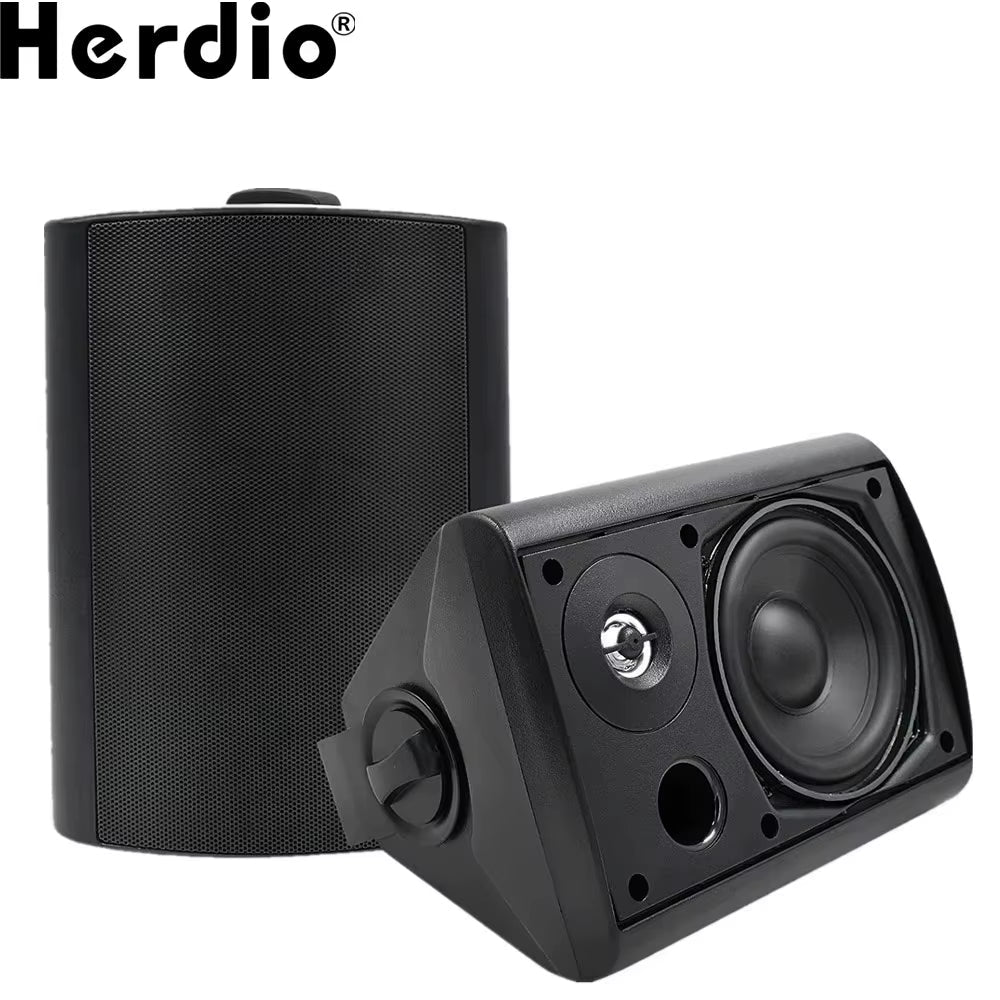 5.25-Inch 300W Indoor/Outdoor Waterproof Dual Speaker System for Home Theater Wall Mount - Black