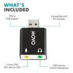Movo USB-AC 3.5mm TRS Mic to USB 2.0 Adapter