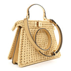 Raffia Embroidered Vitello King Shiny Nappa Intreccio Small Peekaboo I SEE U Satchel Sahara