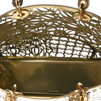 X DAVID WISEMAN Metallic Calfskin Laser Cut Large Lady Dior Gold