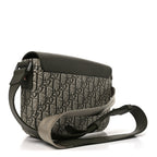 Oblique Jacquard Grained Calfskin Small Saddle Messenger Bag With Flap Green