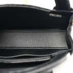 Shiny Aged Calfskin Quilted Mini Nano Kelly Shopper Black