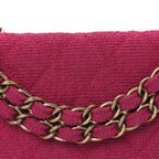 Tweed Quilted Medium Double Flap Fuchsia