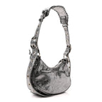 Metallic Agneau Arena Le Cagole Shoulder Bag XS Silver