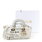 Calfskin Newspaper Printed Small Lady D-Joy Black White