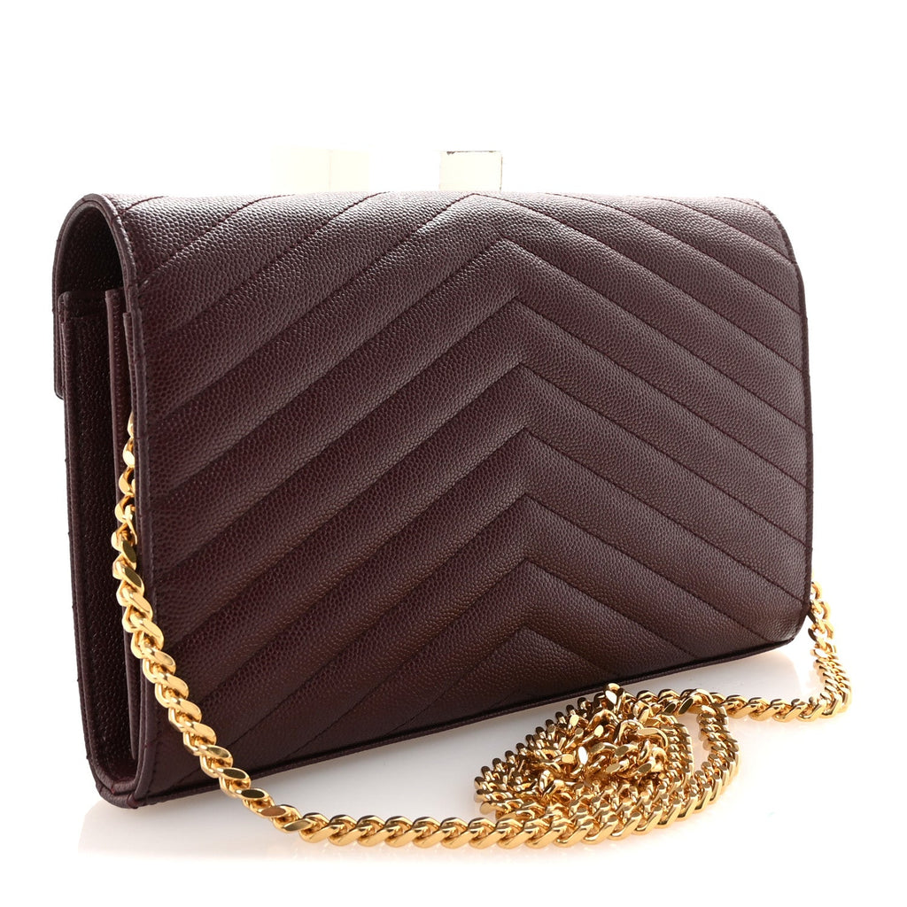Grain De Poudre Matelasse Chevron Monogram Chain Wallet Rouge Legion