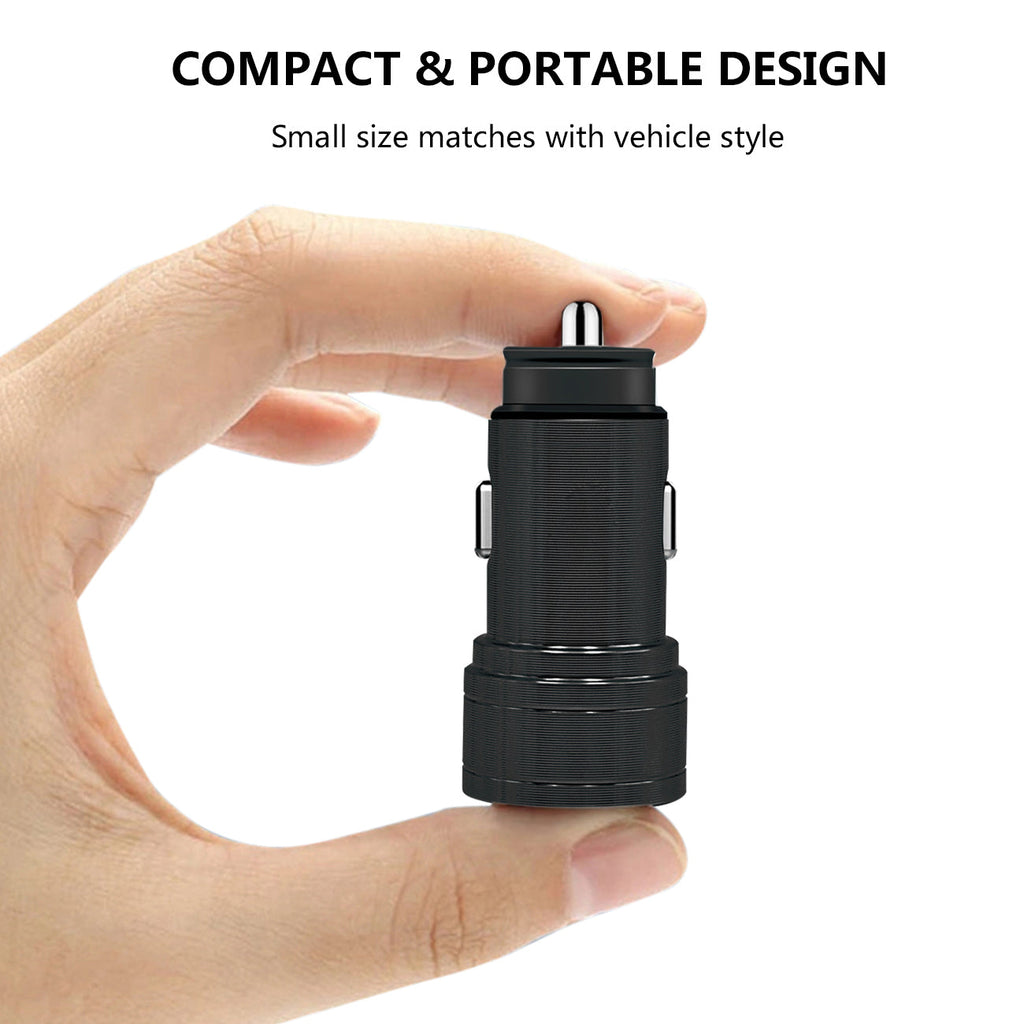 Dual Port Usb Car Charger/ Adapter In Black (12Pcs)