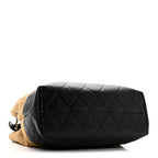 Suede Calfskin Shiny Lambskin Quilted Small Coco Base Shopping Bag Beige Black