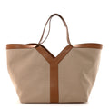 Canvas Calfskin Y Tote Tan Natural