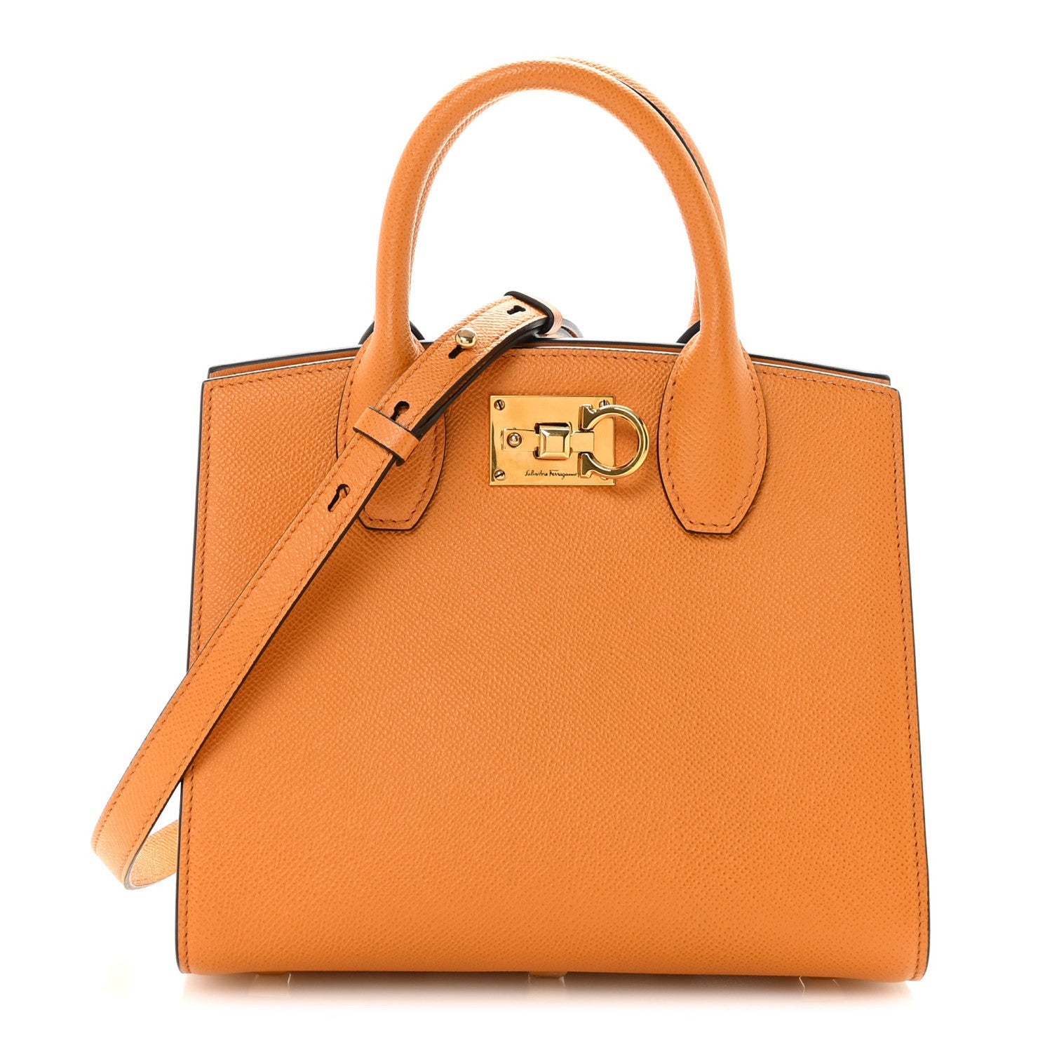 Hammered Calfskin Small The Studio Box Bag  Olivello