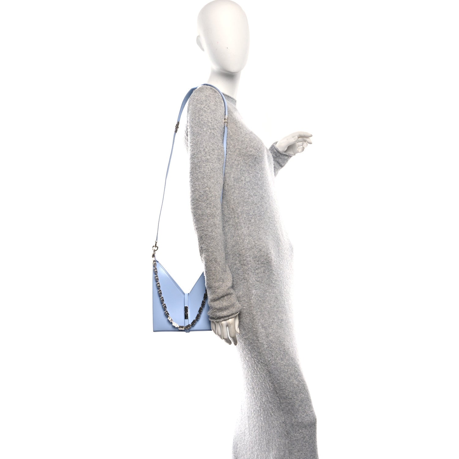 Box Calfskin Mini Cut Out Shoulder Bag Baby Blue