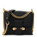 Calfskin Small Twin Skull Chain Crossbody Black