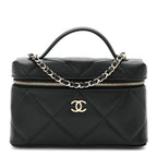 Caviar Quilted Top Handle Slim Vanity With Chain Black