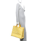 X SARAH COLEMAN Glazed Canvas Vitello King FF Vertigo Shopping Tote Bag Mimosa White