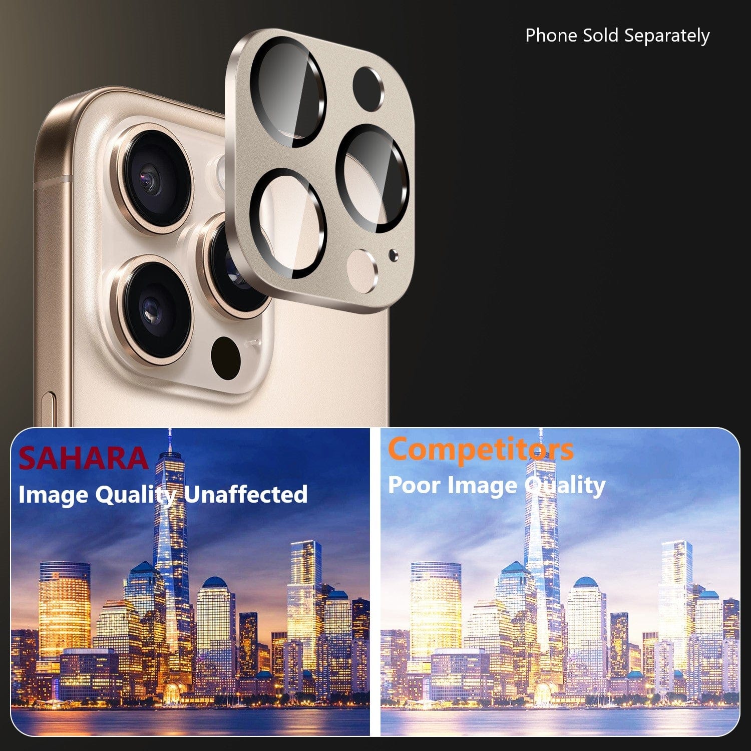 SAHARA - Ultra-Strong Camera Lens Protector for Apple iPhone 16 Pro and 16 Pro Max (2-Pack)