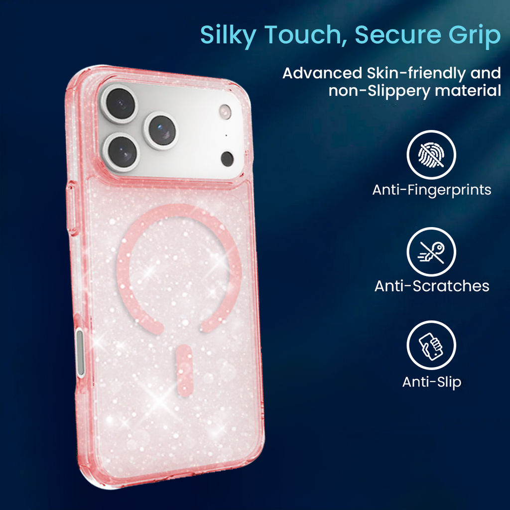 Entronix [Magnetic] Case Compatible with iPhone 17 Pro - [Hard Back] Glitter Color