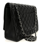 Lambskin Quilted Maxi Double Flap Black