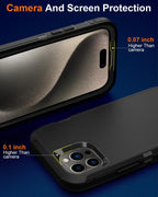 Entronix Bundle Compatible with iPhone 14 Pro - Heavy Duty Case & 2 Clear Screen Protectors