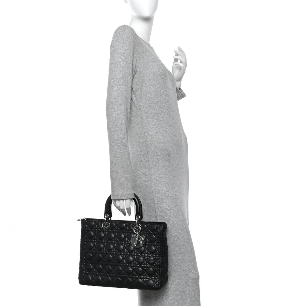 Lambskin Cannage Large Lady Dior Black
