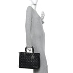 Lambskin Cannage Large Lady Dior Black