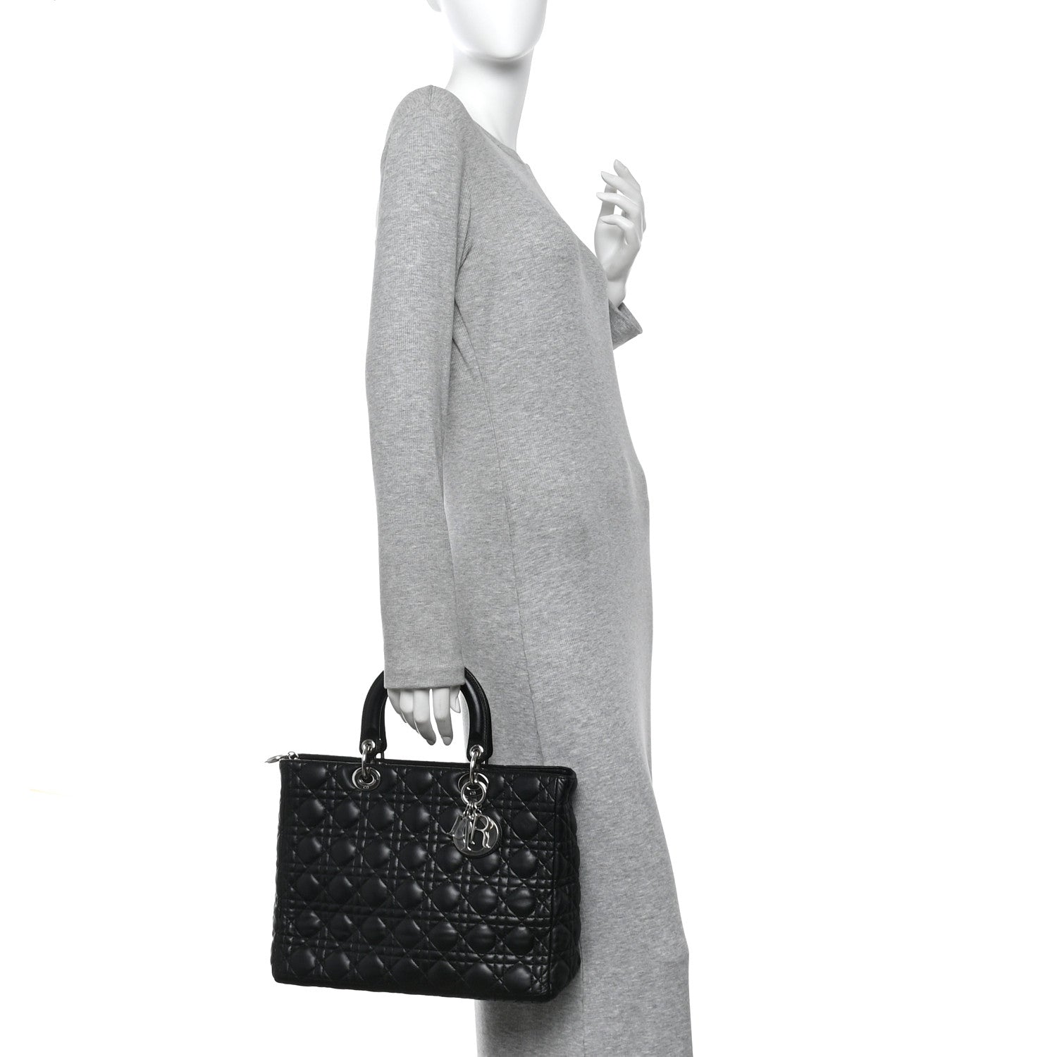 Lambskin Cannage Large Lady Dior Black