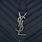 Sheepskin Matelasse Chevron Monogram Medium College Bag Navy