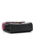 Lambskin Quilted Bi-Color Top Handle Clutch With Chain Black Pink