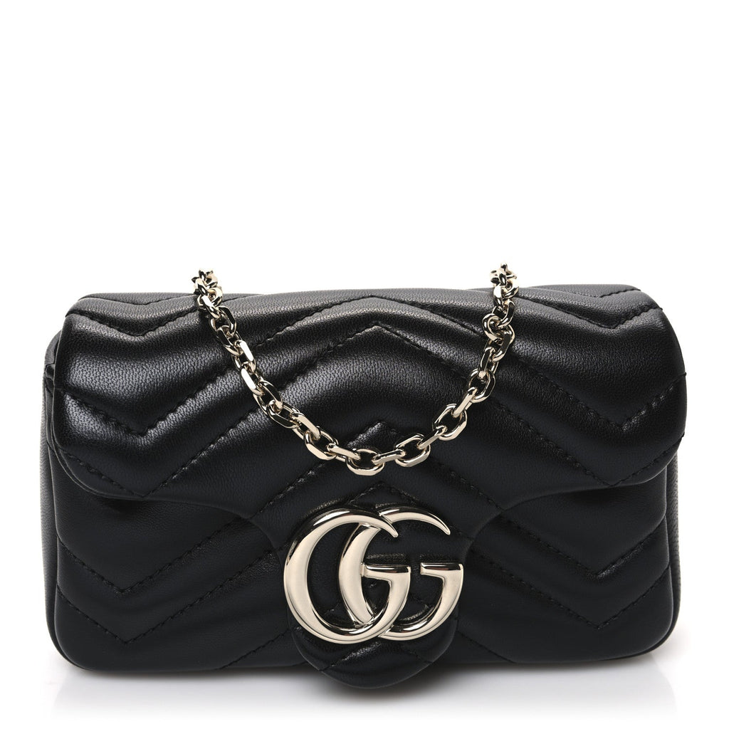 Lambskin Matelasse Mini GG Marmont Shoulder Bag Black
