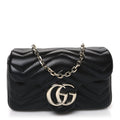 Lambskin Matelasse Mini GG Marmont Shoulder Bag Black