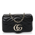 Lambskin Matelasse Mini GG Marmont Shoulder Bag Black