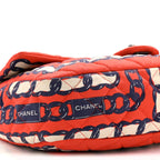 Silk Chain Printed Medium Single Flap Red