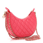Lambskin Quilted Small Hobo Bag Pink