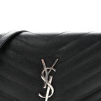 Grain De Poudre Matelasse Chevron Monogram Envelope Chain Wallet Black