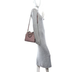 Grained Calfskin Rockstud Flip Lock Tote Lipstick