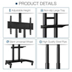 Mobile TV Stand Rolling TV Cart with Locking Wheels for 55-85 Inch  TV Stand with Laptop Shelf