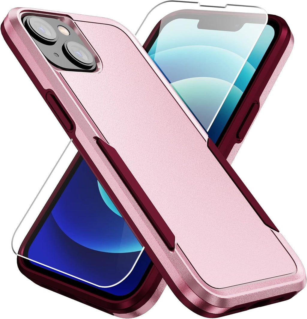 Entronix Bundle Compatible with iPhone 14 - Soft-Touch Dual-Layer Case & 1 Clear Screen Protector